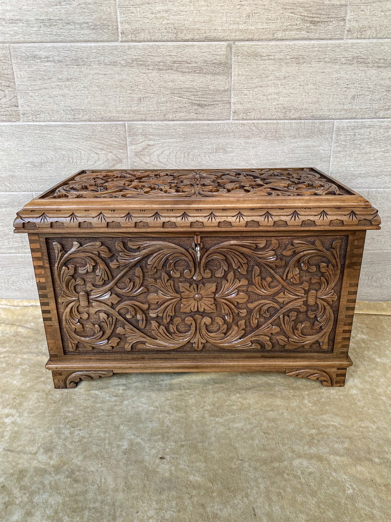 Ottoman Wooden Chest Hope Chest Blanket Trunk Coffee Table Etsy