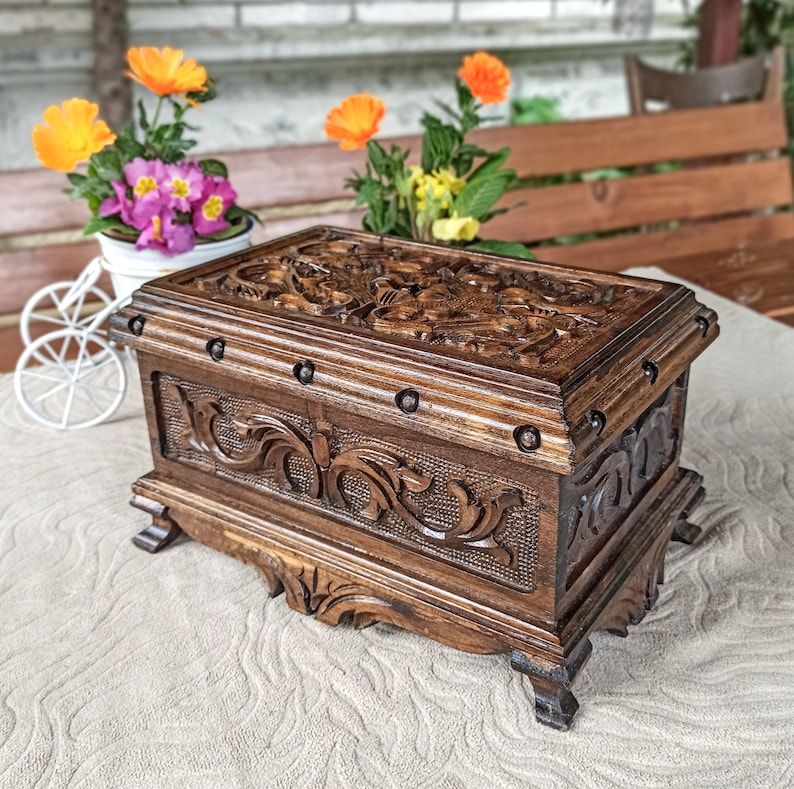 Personalized Wooden Lock Box With Key Vintage Jewlery Box Etsy