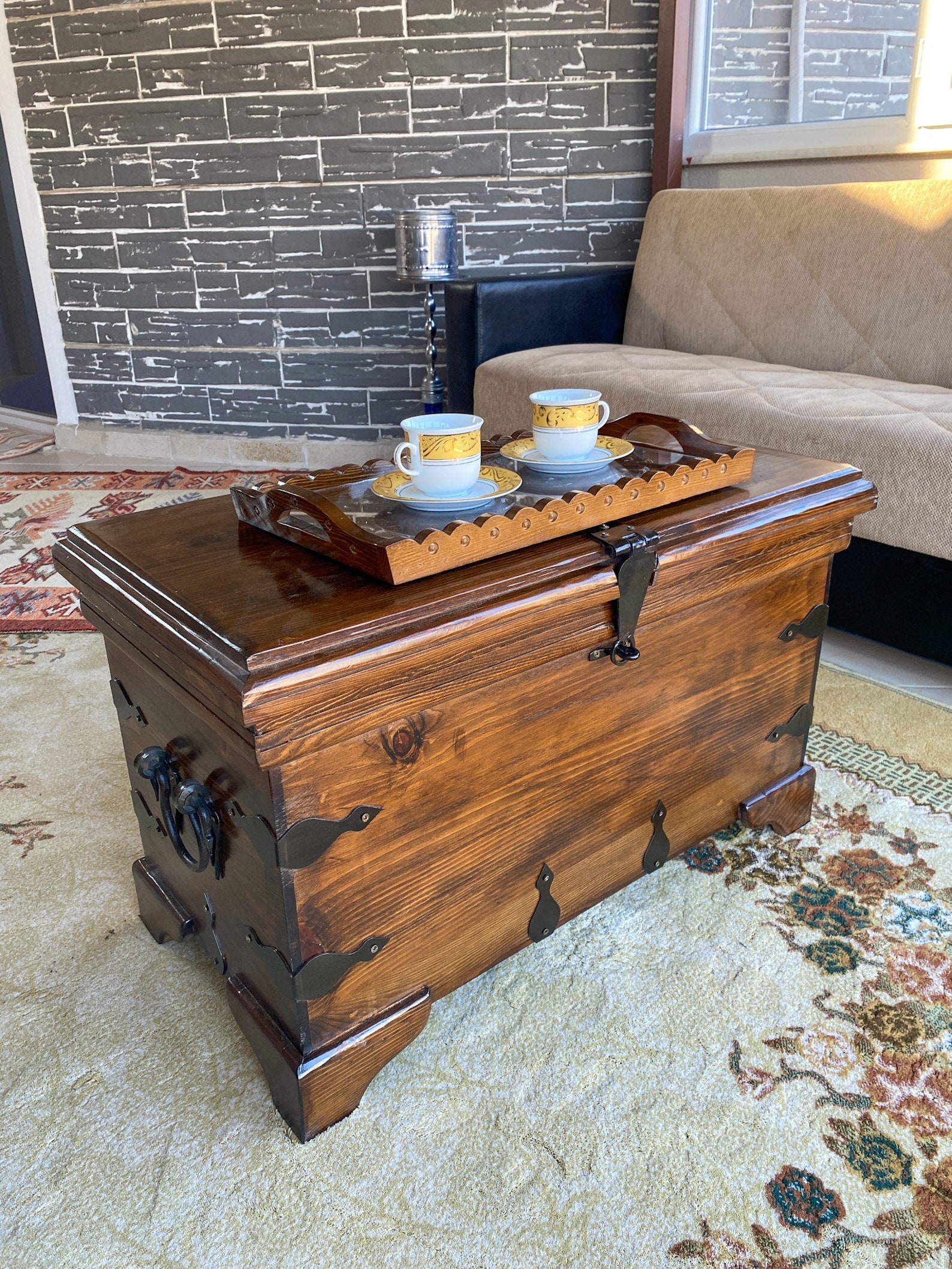 Large Treasure Chest Trunk Coffee Table Blanket Trunk Etsy