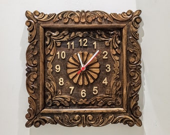 Ottoman Wooden Wall Clock, Handmade clock, Engraved clock, Vintage clock, Walnut clock