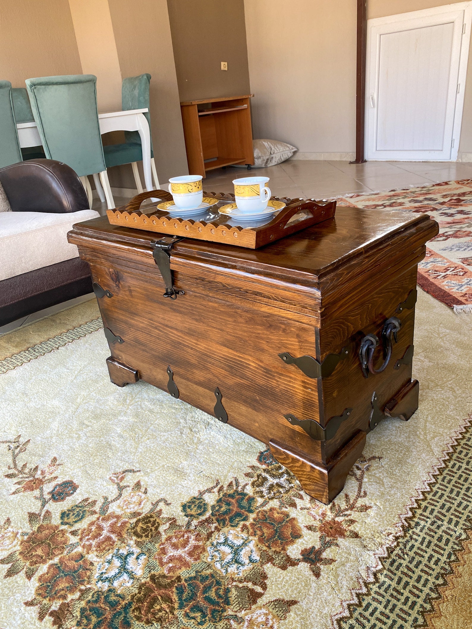 Large Treasure Chest Trunk Coffee Table Blanket Trunk Etsy
