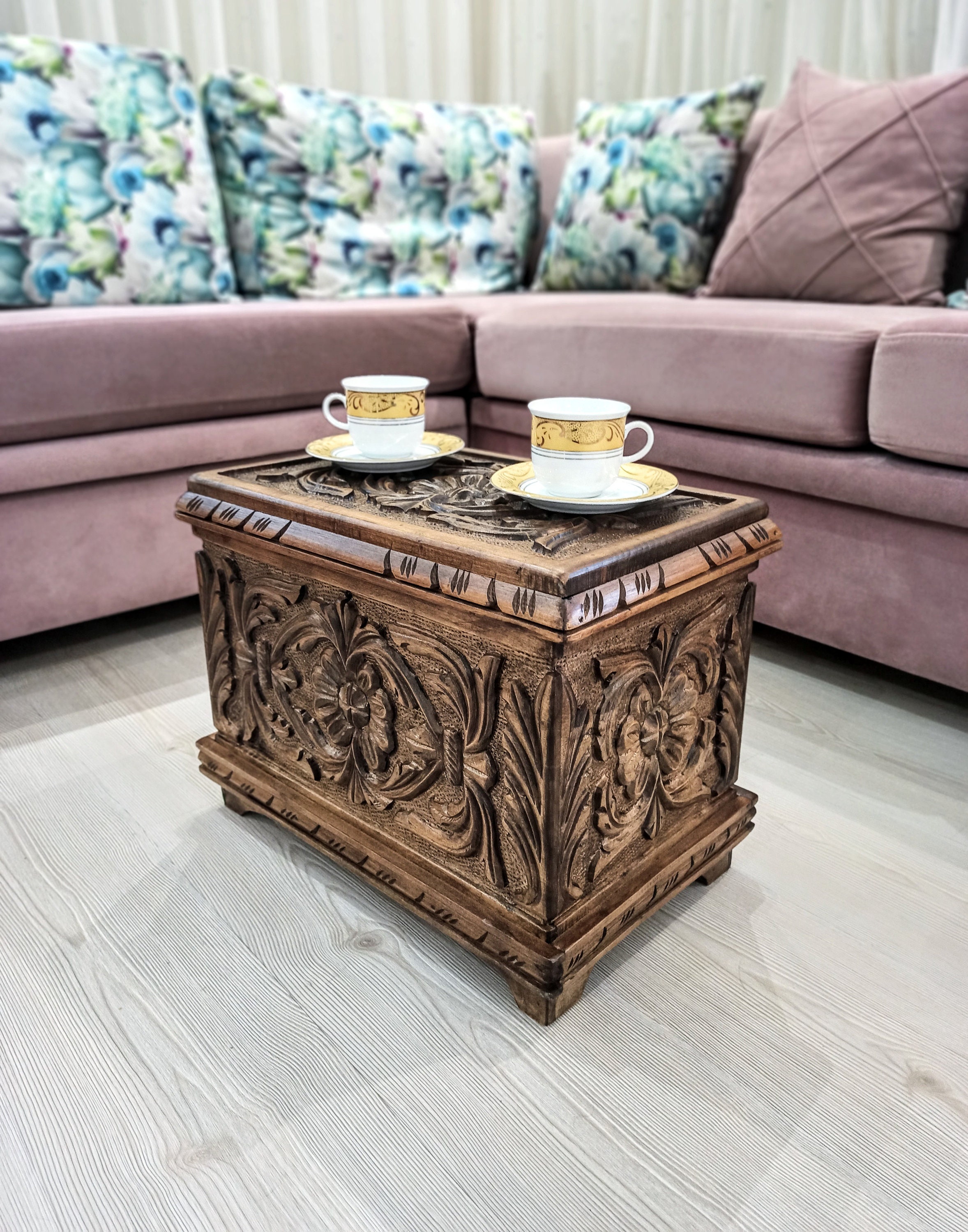 Ottoman style locking hope chest Large wood chest with key Etsy