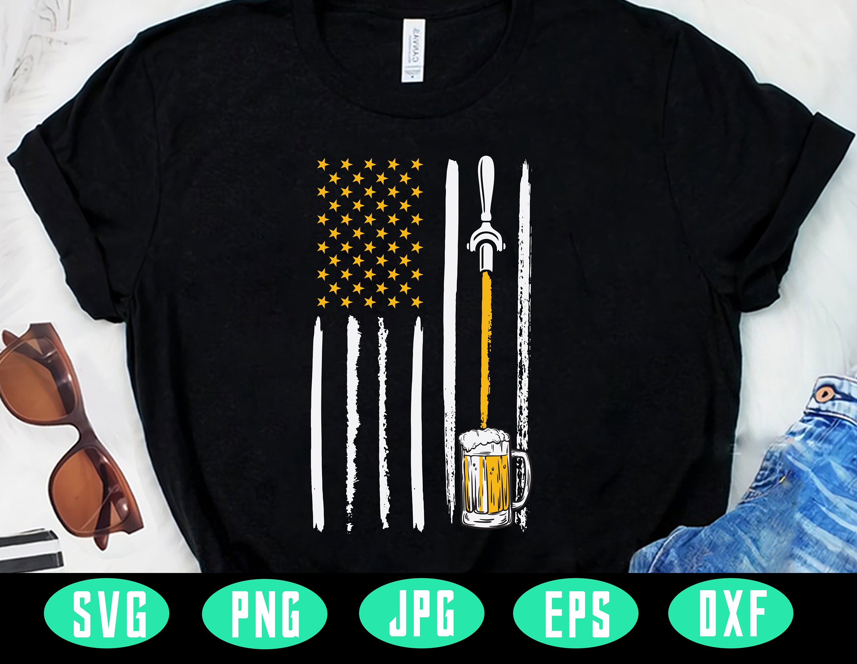 American Flag Beer Svg Drinking Lover Svg 4th of July Svg | Etsy