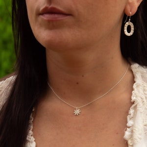 Dainty Sterling Silver Daisy Necklace: Yellow CZ Stone, Handmade Jewellery gifts