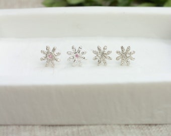 Daisy stud earrings, flower studs, sterling silver daisy earrings, floral studs, sterling silver studs, CZ daisy studs, handmade studs