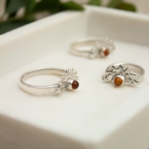 Saint Lucia Bernstein Silber Statement Ring, Stapelring, Silber Edelstein Ring, Wellenring, Bernstein Heilstein, einzigartige Ring Geschenk für Sie