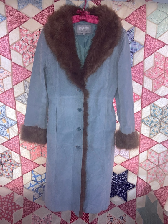 Vintage blue leather coat, Wilson’s Leather, Faux… - image 1