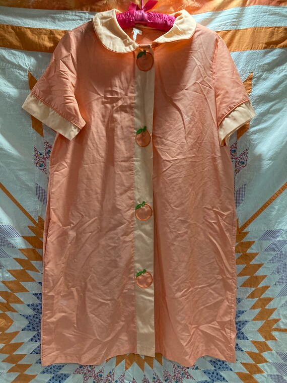 Vintage Orange Fruit Night Gown House Coat - image 1