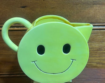 Smiley Face Pitcher Vintage Ceramic