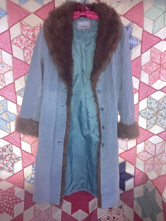 Vintage blue leather coat, Wilson’s Leather, Faux… - image 4