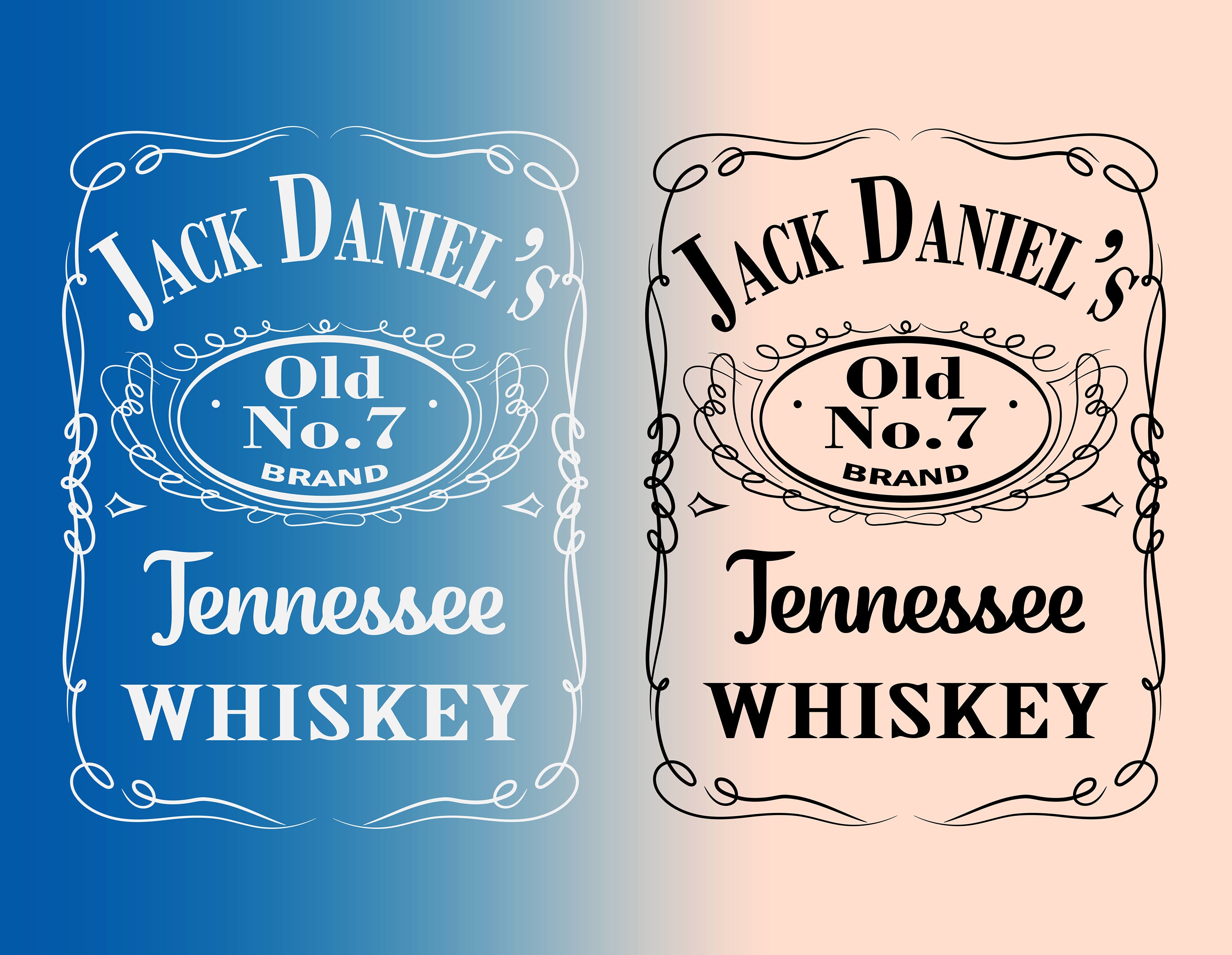 Jack Daniels Black And White Svg Whiskey Label Svg Jack Etsy