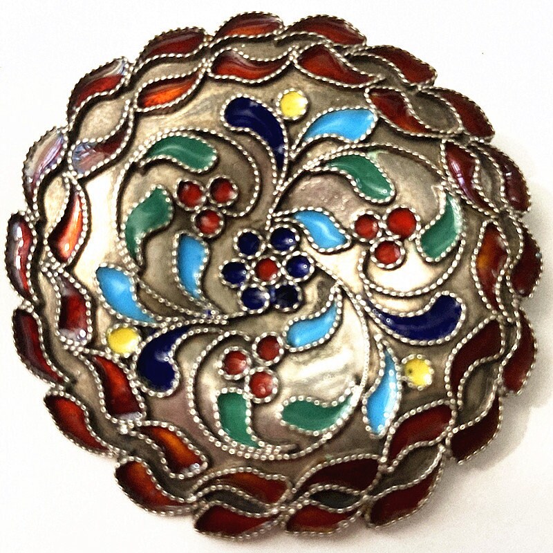 Russian Silver & Enamel Brooch Beautiful Color Enamel Etsy