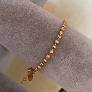 Beaded Chain with Heart Charm Bracelet, Gold Plated Heart Pendant Bead Chain Bracelet, Heart Charm Pendant Bracelet, Chain Jewellery
