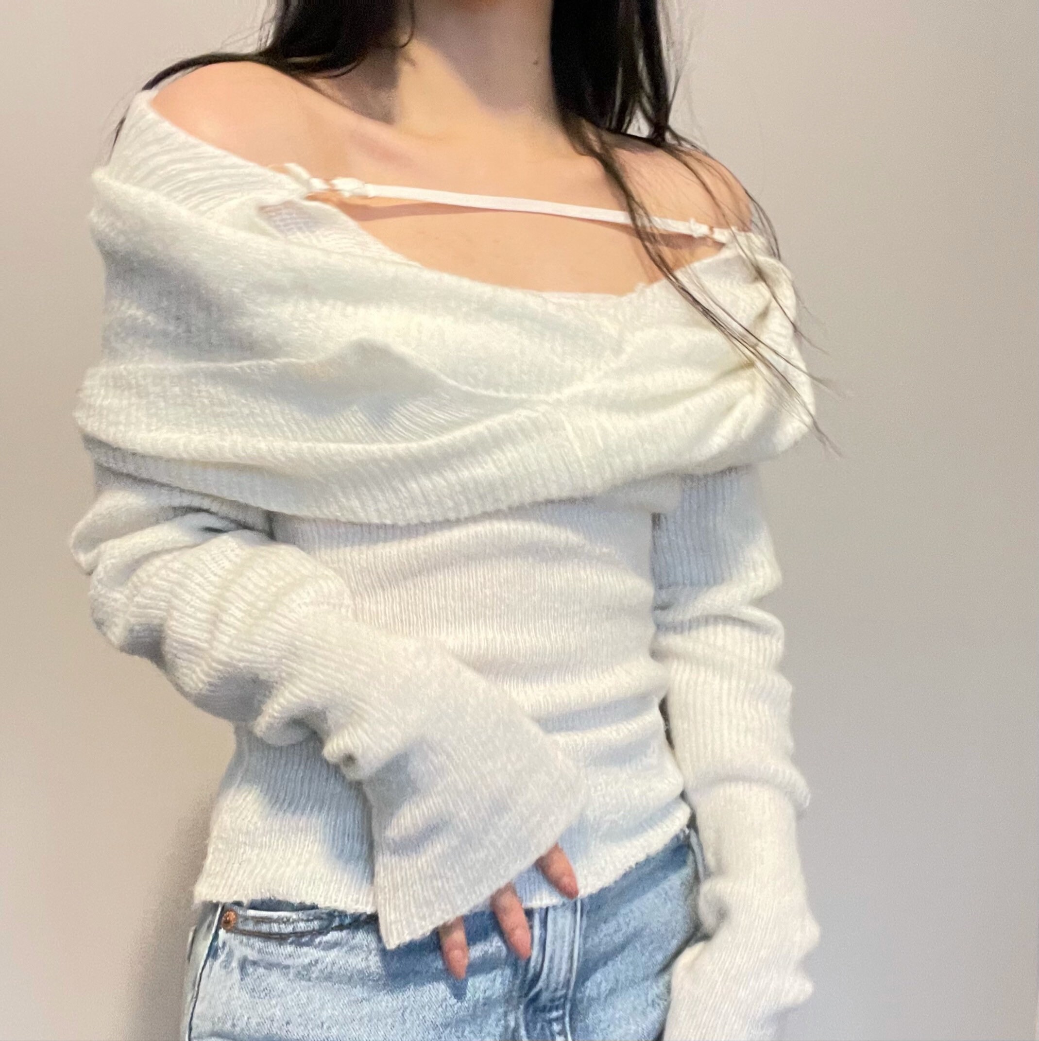 Buy White Off-the-shoulder Sweater in India - Etsy