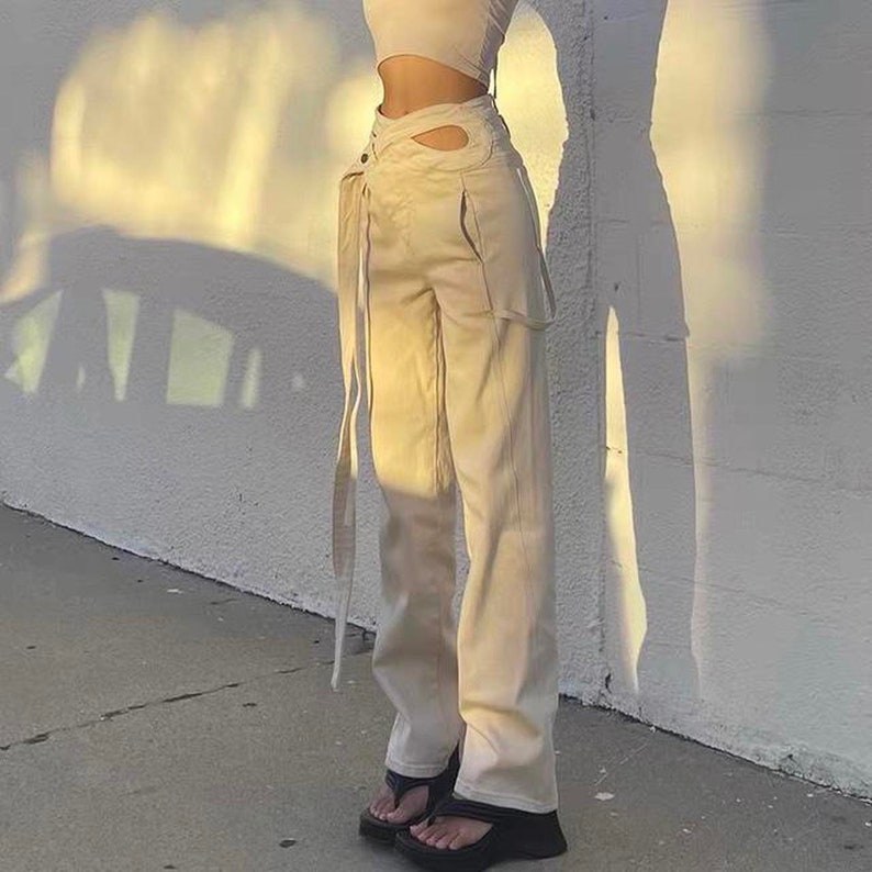 Unique Cream Cargo Pants 