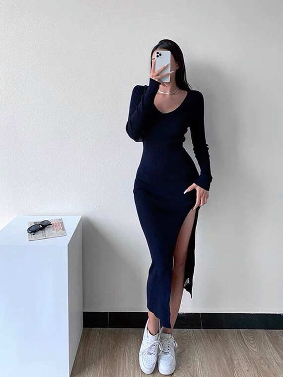 bodycon maxi sweater dress