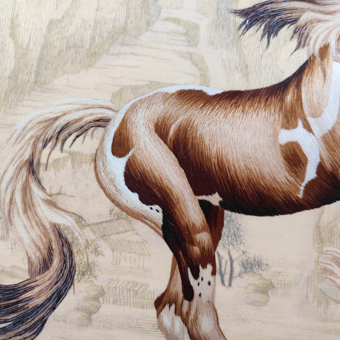 Elegent horse Ink painting horse artwork hand embroidery Etsy