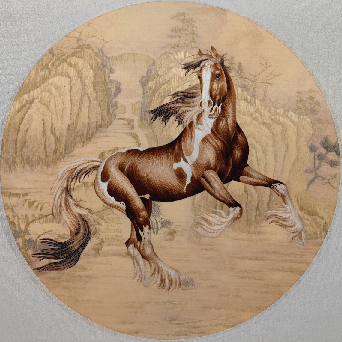 Elegent horse Ink painting horse artwork hand embroidery Etsy