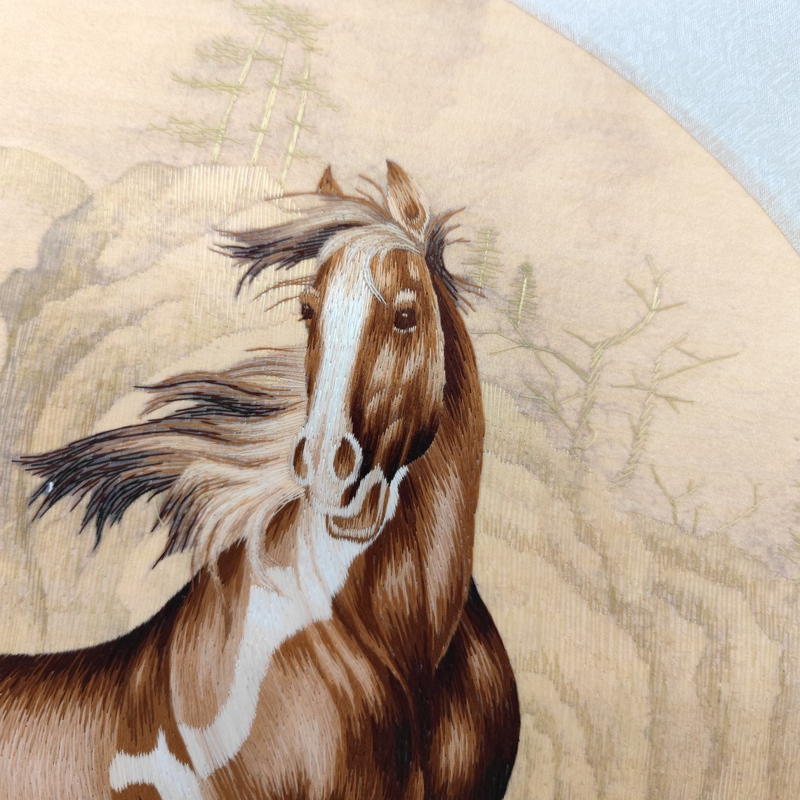 Elegent horse Ink painting horse artwork hand embroidery Etsy