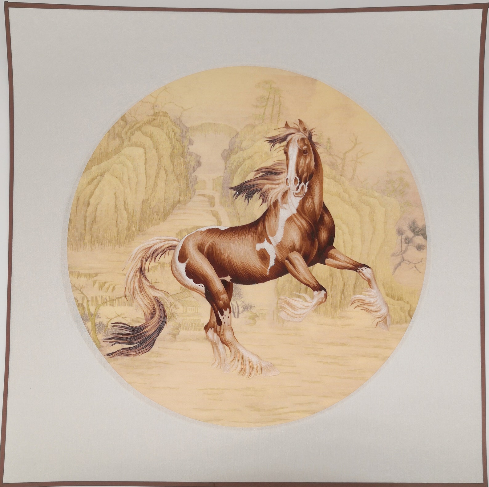 Elegent horse Ink painting horse artwork hand embroidery Etsy