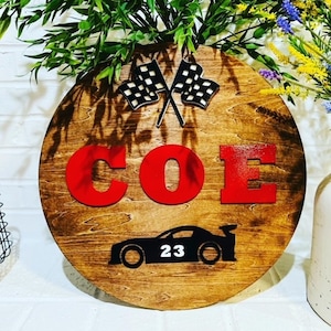 Kid&#39;s Race Car Name Sign