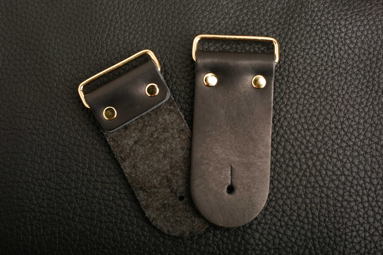 2 DIY Guitar Strap Kit Gold Hardware Black Leather Etsy