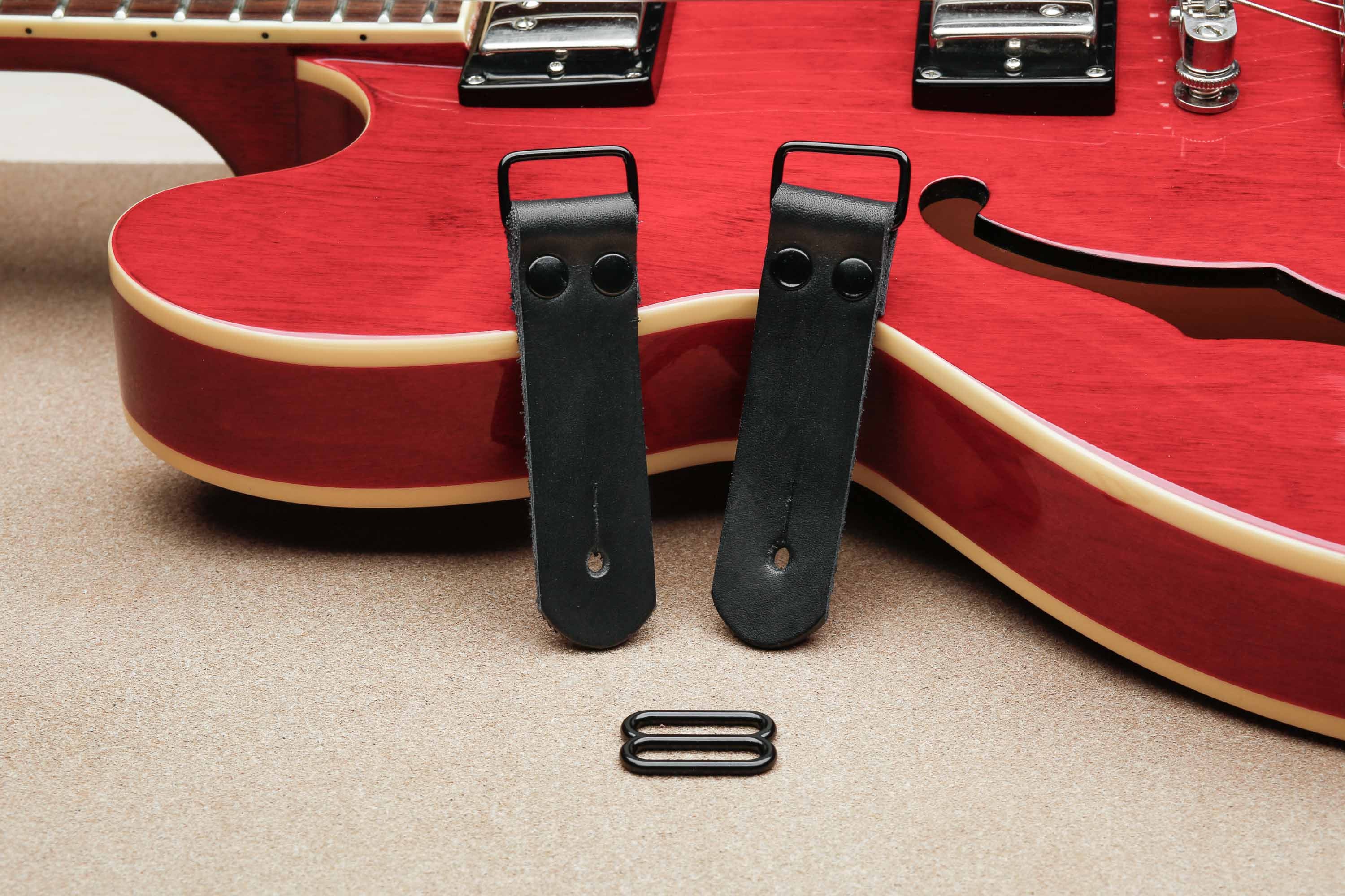 1 DIY Guitar Strap Kit Black Hardware Black Leather Etsy