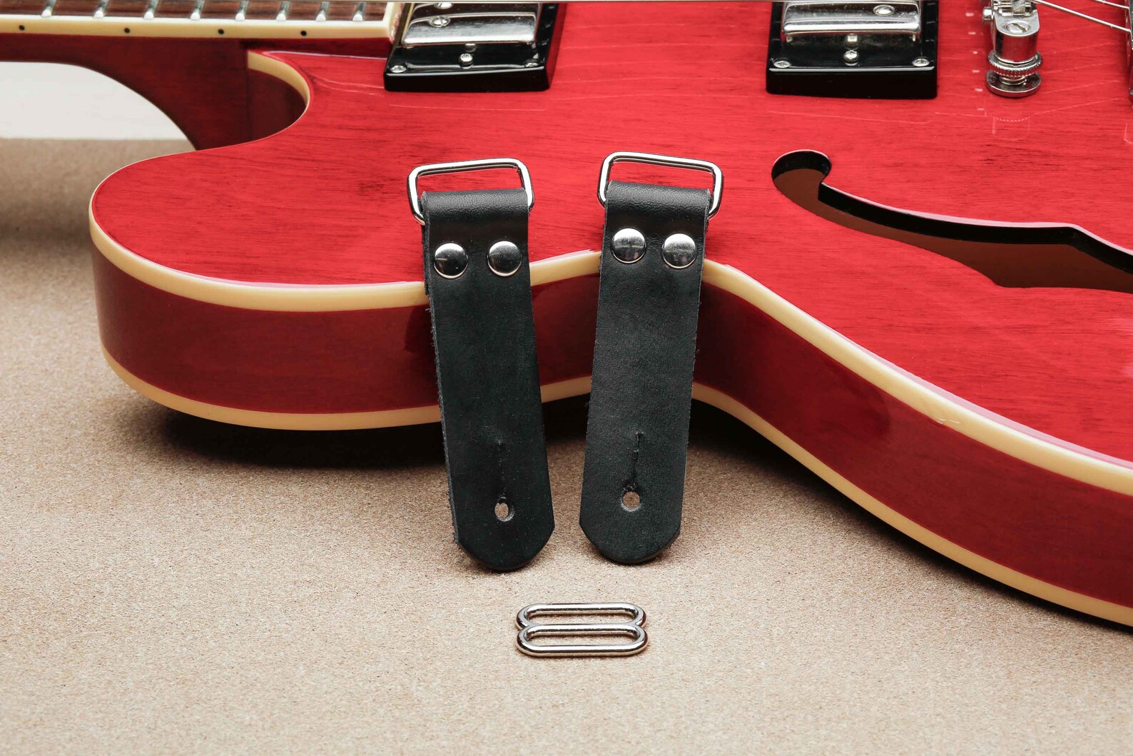 1 DIY Guitar Strap Kit Nickel Hardware Black Leather Etsy