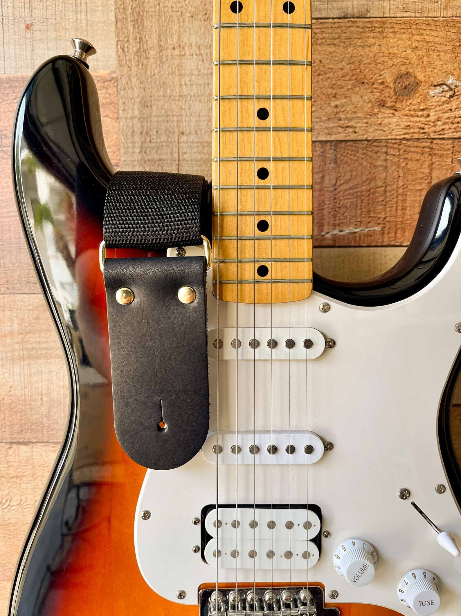 2 DIY Guitar Strap Kit Gold Hardware Black Leather Etsy