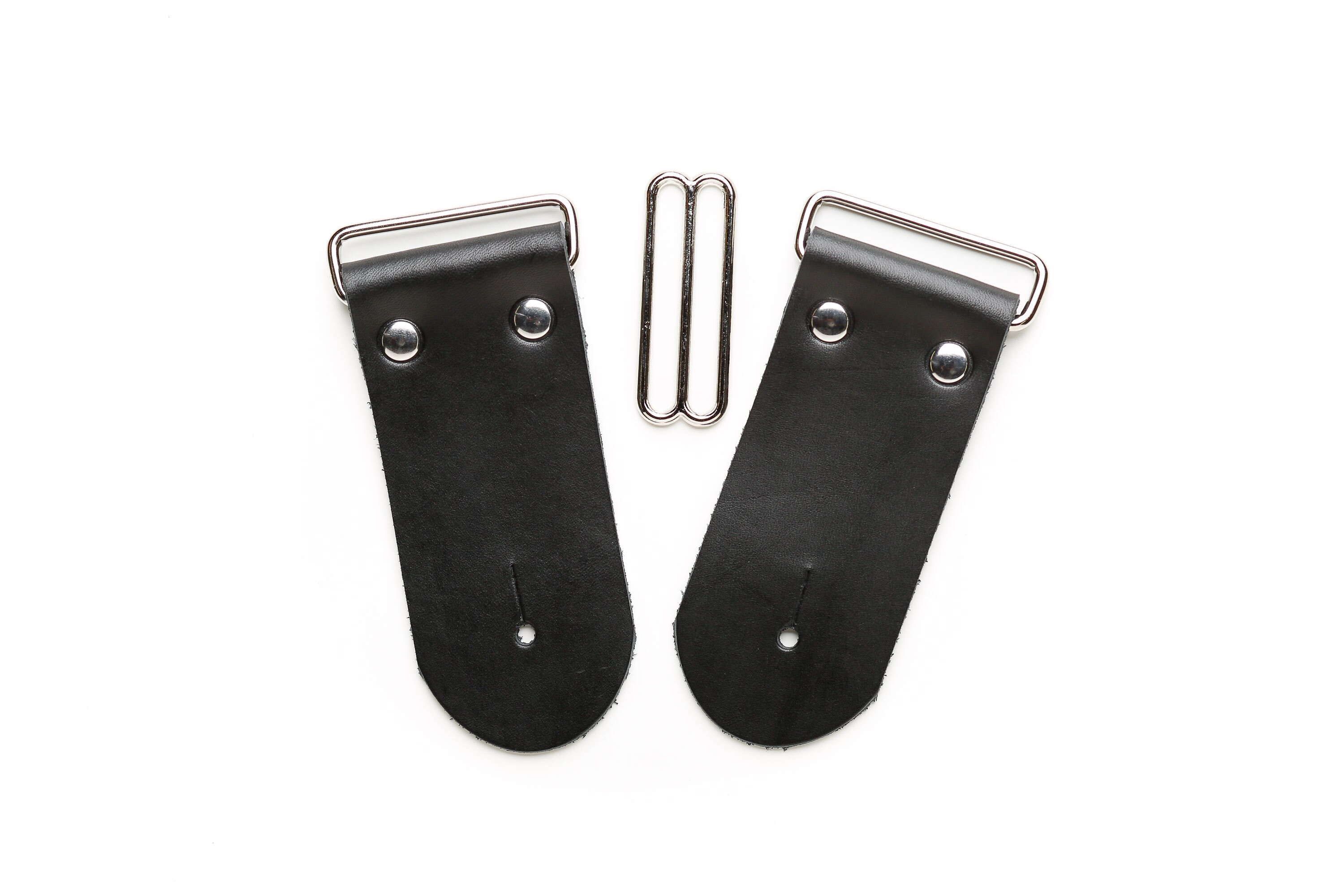 2 DIY Guitar Strap Kit Nickel Hardware Black Leather Etsy