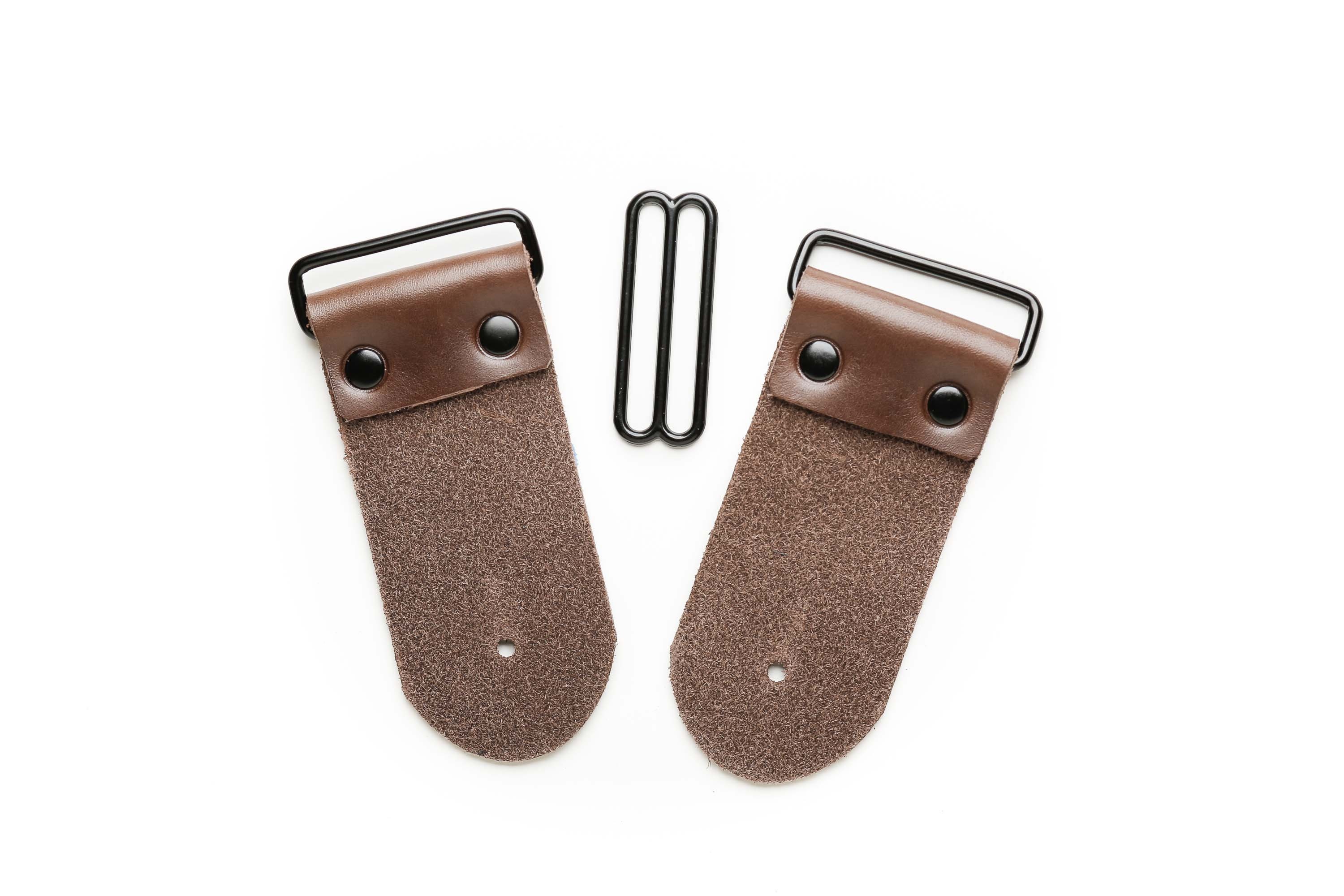 2 DIY Guitar Strap Kit Black Hardware Brown Leather Etsy