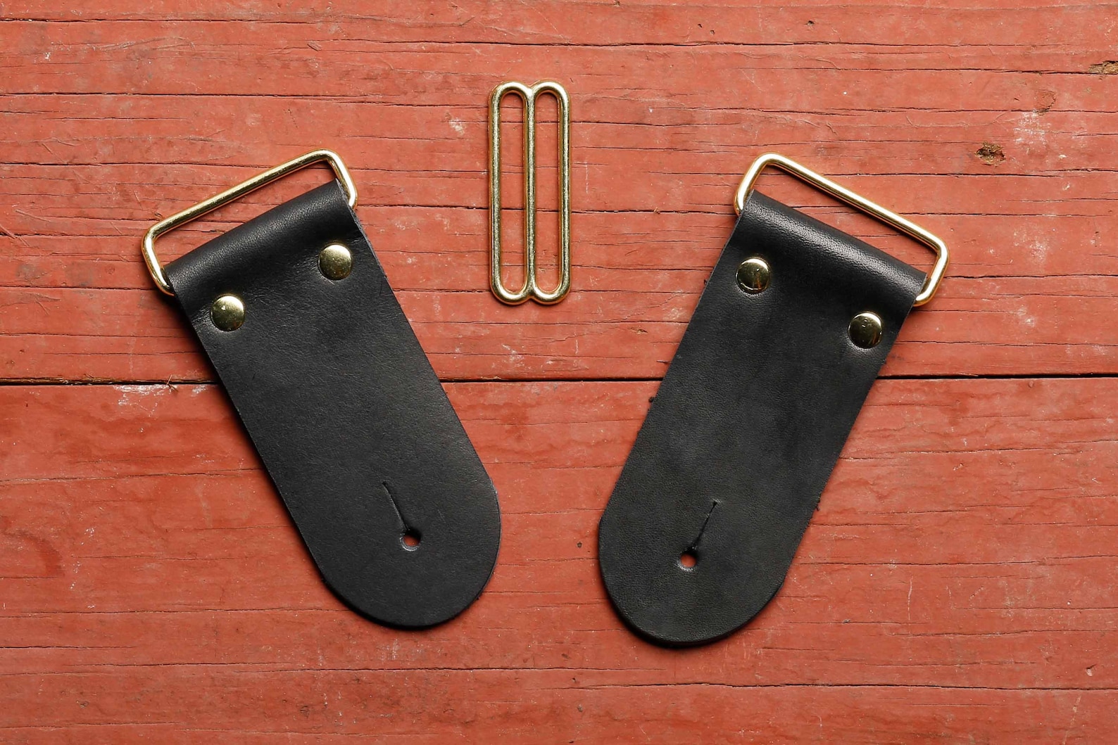 2 DIY Guitar Strap Kit Gold Hardware Black Leather Etsy