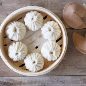 XLB Xiao Long Bao (Soup Dumplings) w steamer bottom, optional, no lid Dim Sum Asian Felt Food Toys