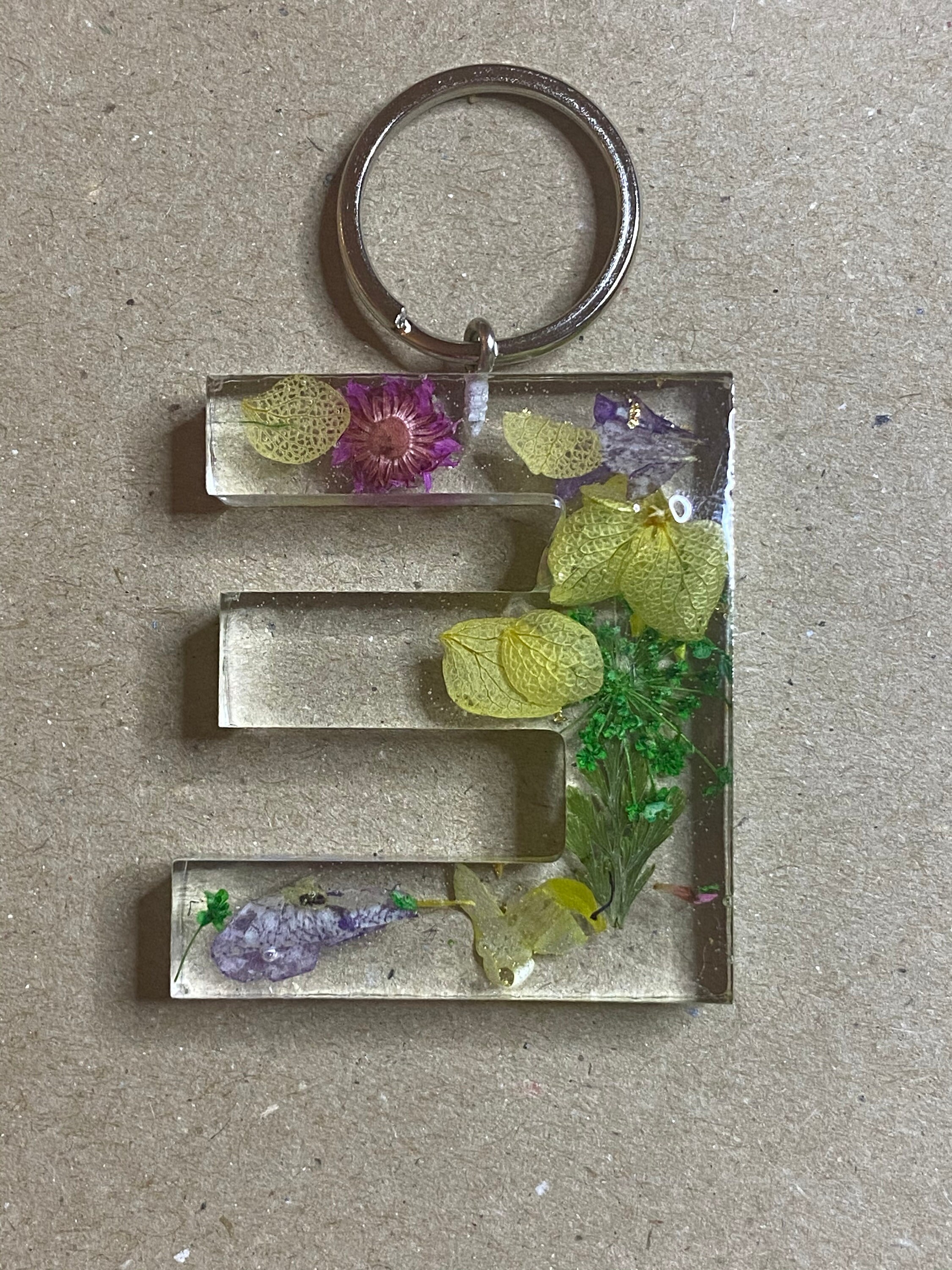 Handmade resin letter E keychain Etsy