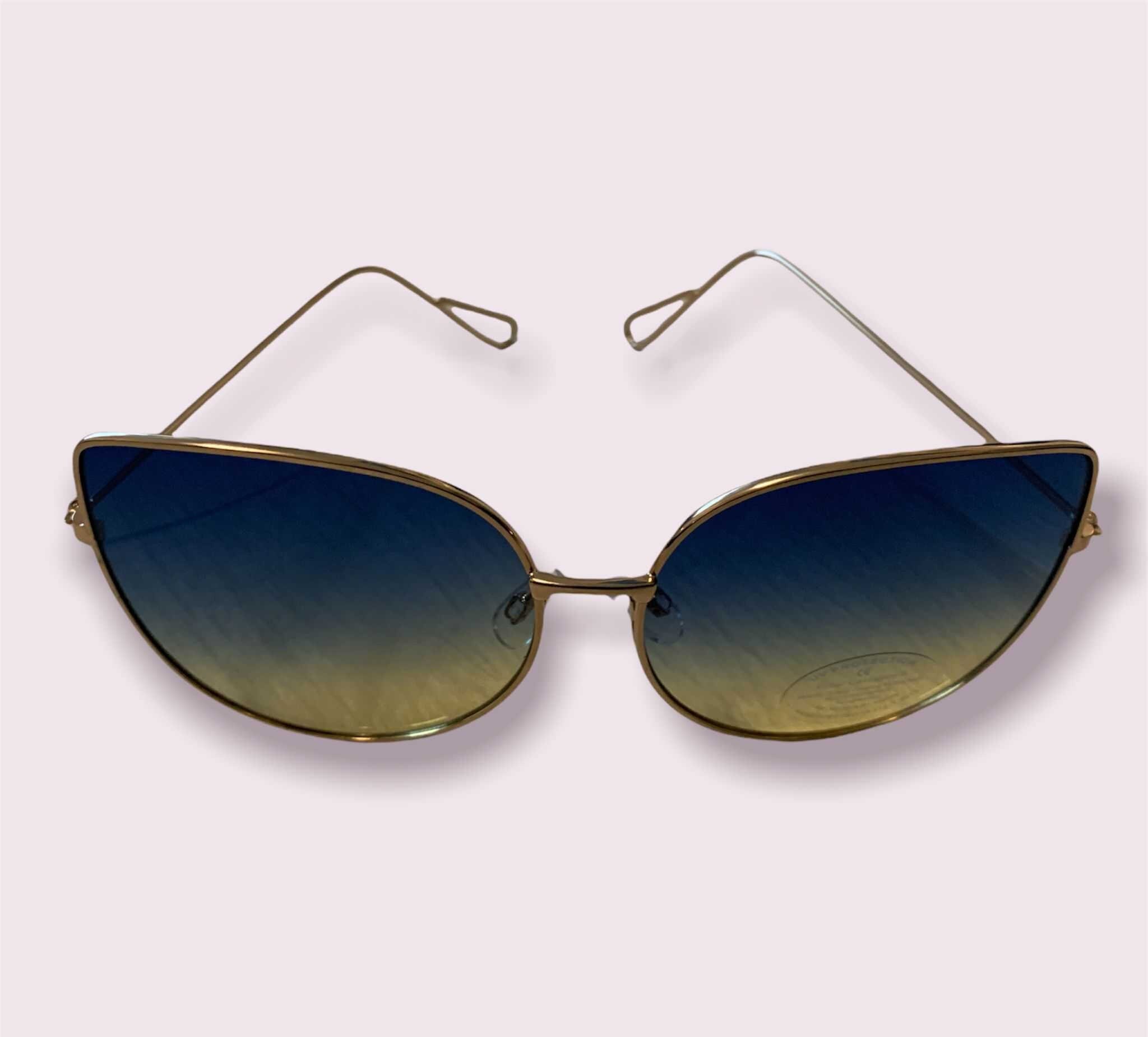 Candy Blue and Gold Mirrored Cat Eye Sunglasses Wired Loop - Etsy Candy Blue and Gold Mirrored Cat Eye Sunglasses Wired Loop - Etsy
