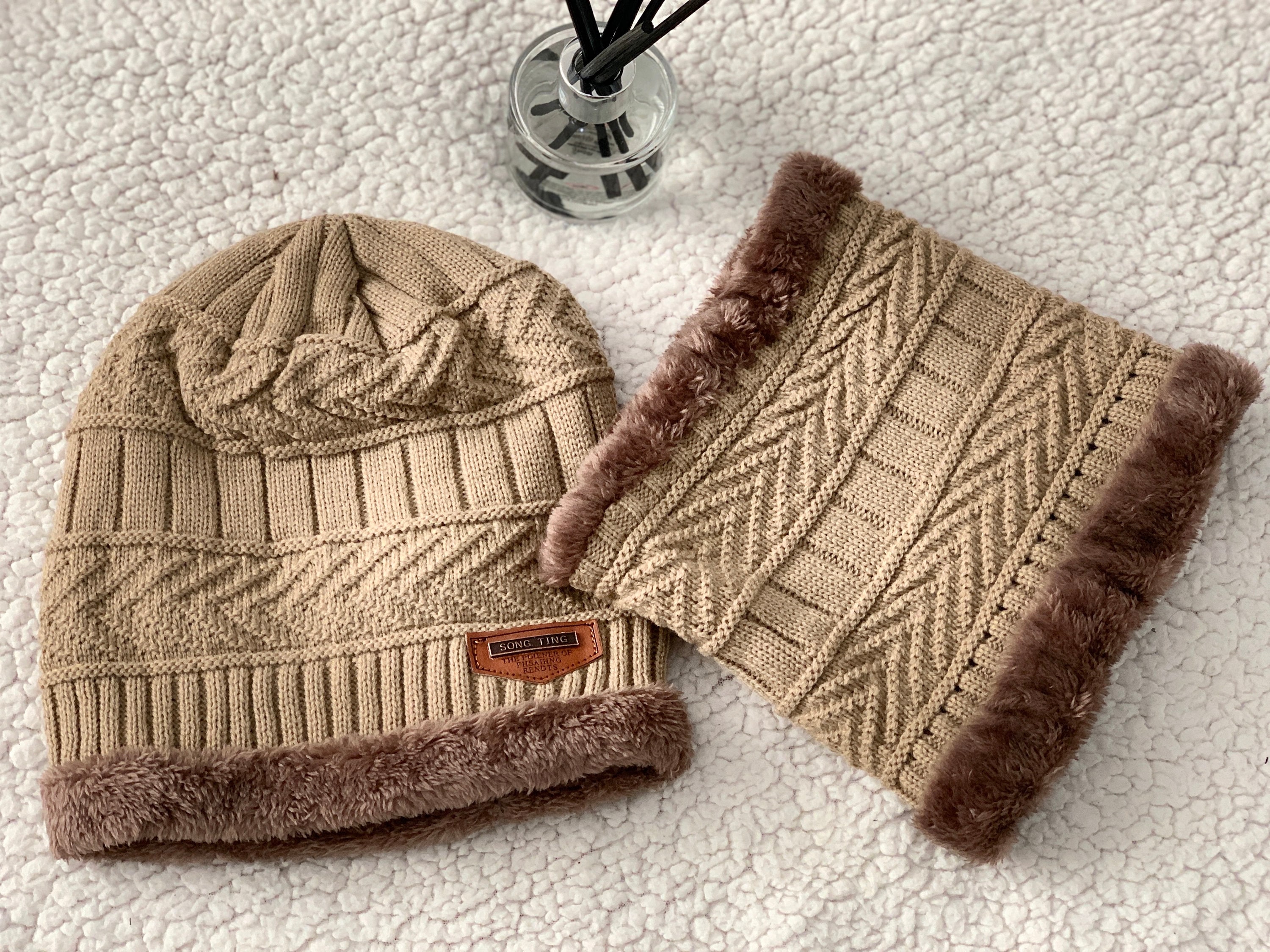 Wool Beanie Hat and Neck Warmer Set For Men and Women One Etsy