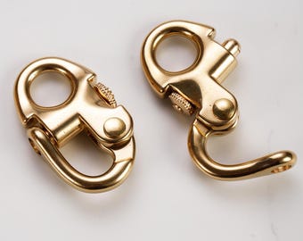 U.S. NAVY／BRASS SNAP HOOK ／VINTAGE Large Unique Vintage 1980's Brass Army Navy Buoy Snap Hook With