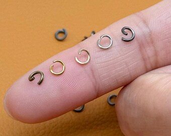 Anillo metálico de 4/5/6 mm, anillo partido pequeño, conector de anillo, anillo abierto, oro, negro metalizado, bronce, plata (para proyectos de bricolaje).