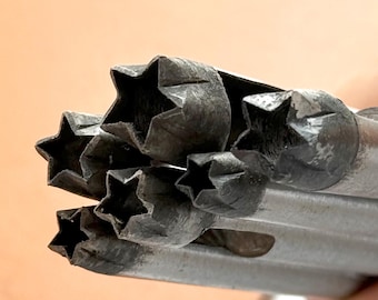 Juego de perforadoras de acero en forma de estrella (4-25 mm) - Herramienta para trabajos en cuero. Sin pulir.