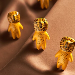 Brass Lion Knobs,Animal Knobs,Kids Room Door  Knobs,Nursery Room Knobs,Ceramic Lion Knobs,Cute Cartoon Knobs,Dresser Knobs,Drawer Pulls Knob