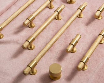 Cupboard Hardware,Brass Knurled Knob,Solid Handle,T Bar Handles,Kitchen Door Handle,Knurled Handle,Brass Pull,Anti-slip Design Knob