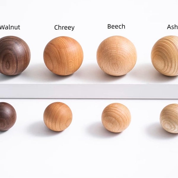 Wood Ball Pulls,Walnut Beech Cherry Wood Ash Knob,Round Wood Pull,Drawer Knobs,Door Pulls,Kitchen Handke Knob,Dresser Handle,Ball Knob