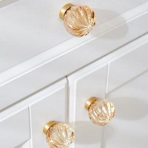 Poignées en cristal, boutons en verre cristal, bouton en laiton de style européen, boutons de boutons de tiroir transparents, poignée de armoire à champagne, poignée d'armoire citrouille image 9