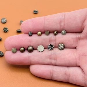 10pcs Super Tiny Bronze Metal Round Buttons, doll Blouse Shirt Overcoat Blazer Suit Buttons, Extra Mini