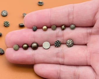 10pcs Super Tiny Bronze Metal Round Buttons, doll Blouse Shirt Overcoat Blazer Suit Buttons, Extra Mini