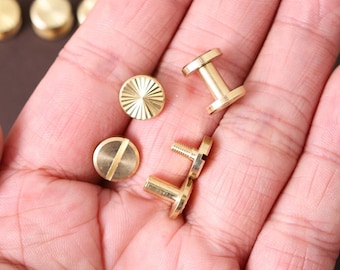 Sunflower Brass Rivets: Screw Studs for Leather Crafts (10 Sets)
