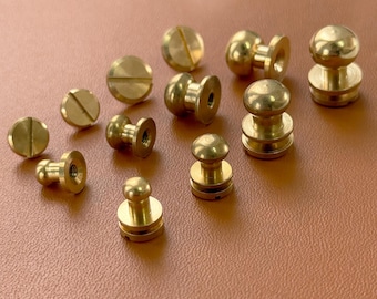 Brass Rivets,Brass Cap Screwed Studs/ Button Leather Bucket Staples