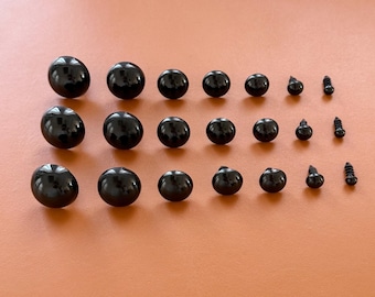Ojos de seguridad negros de 6-30 mm para muñecos amigurumi y peluches