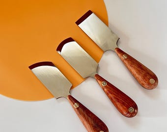 M390 Stahl Leder Schälmesser : Runde / Flache / Schräge Klingen