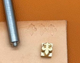Fleur-de-lis Leather Stamp Brass Head Only, Threaded Leather Embossing Tool, No Handle, Vintage Floral Die for Leather Craft